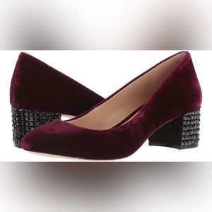 NWOB Michael Kors Arabella Studded Velvet Kitten Heels Plum 7.5